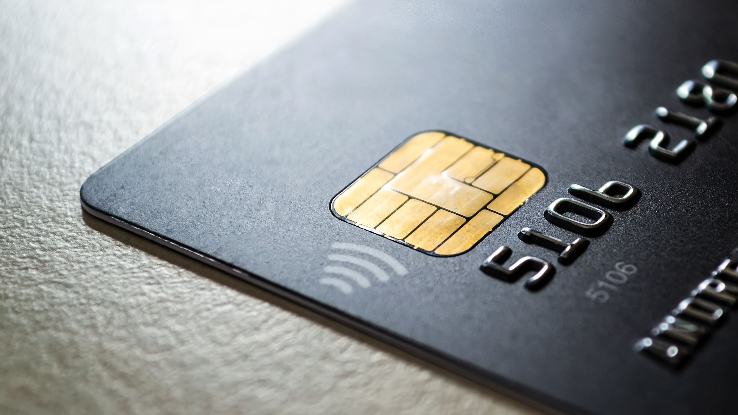 Close up view of a black credit card